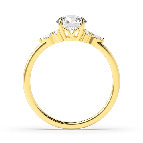 Round Yellow Gold Floral trio Engagement Rings