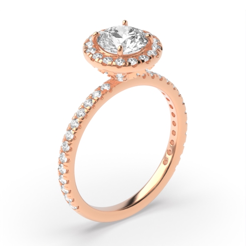 4 Prong Round Rose Gold Adoration Halo Engagement Rings