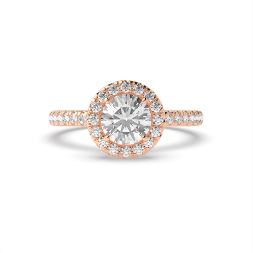 4 Prong Round Rose Gold Adoration Halo Engagement Rings
