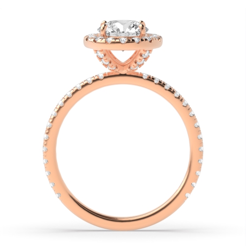 4 Prong Round Rose Gold Adoration Halo Engagement Rings