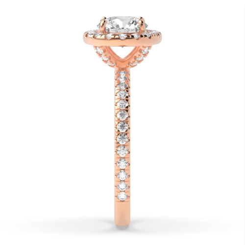 4 Prong Round Rose Gold Adoration Halo Engagement Rings