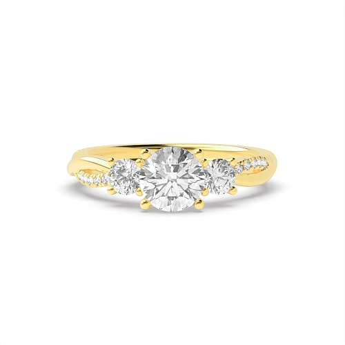 Round Yellow Gold Twisting shoulder Engagement Rings