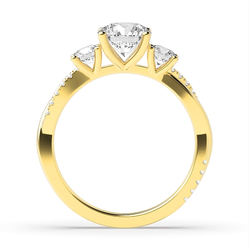 Round Yellow Gold Twisting shoulder Engagement Rings