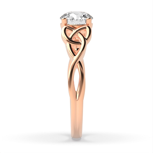Round Rose Gold Celtic shoulder Solitaire Engagement Rings