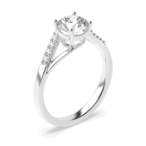 Buy 4 Prong Setting Round Shape Diamond Side Stone Ring - Abelini
