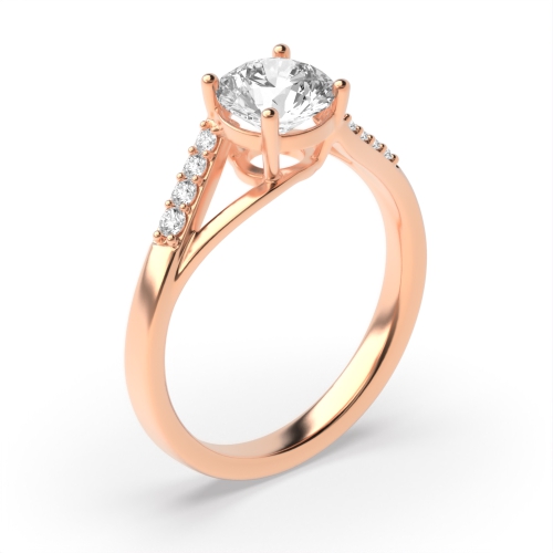 4 Prong Round Rose Gold Twisted shoulder Engagement Rings