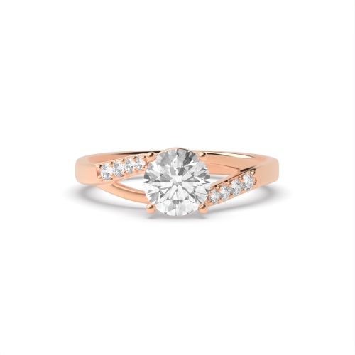 4 Prong Round Rose Gold Twisted shoulder Engagement Rings