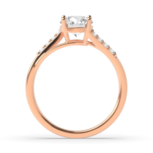 4 Prong Round Rose Gold Twisted shoulder Engagement Rings