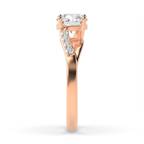 4 Prong Round Rose Gold Twisted shoulder Engagement Rings