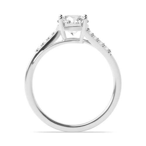 4 Prong Round Starlight Flank Side Stone Diamond Ring