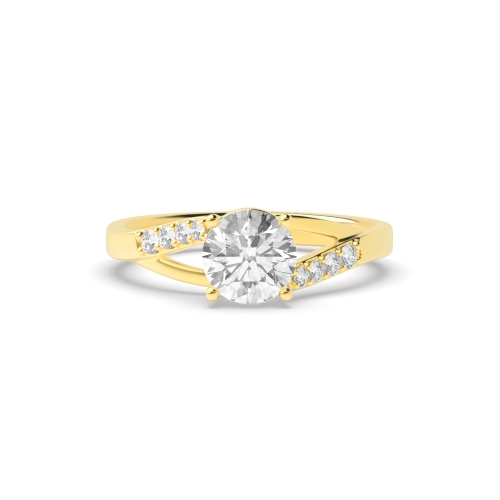 4 Prong Round Yellow Gold Twisted shoulder Engagement Rings