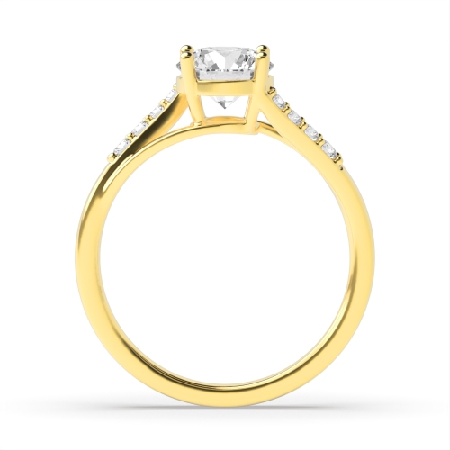 4 Prong Round Yellow Gold Twisted shoulder Engagement Rings