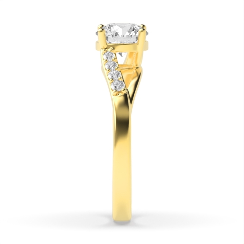 4 Prong Round Yellow Gold Twisted shoulder Engagement Rings