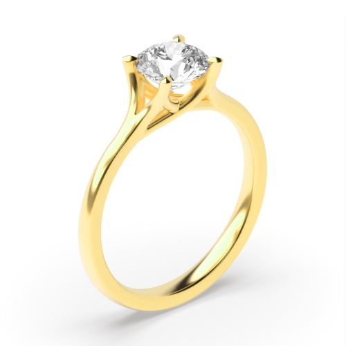 4 Prong Round Yellow Gold Luminous Engagement Rings
