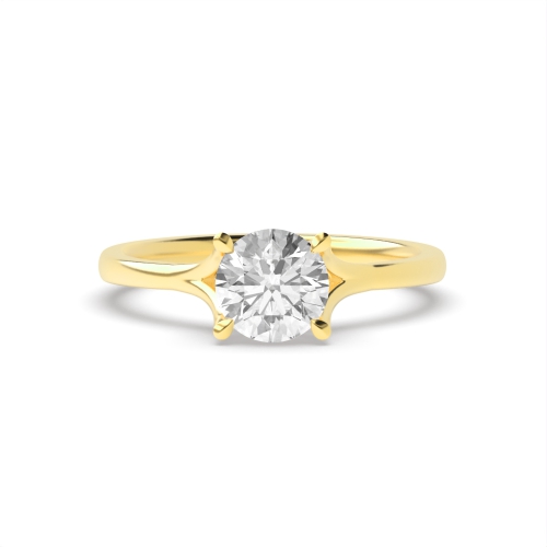 4 Prong Round Yellow Gold Luminous Engagement Rings