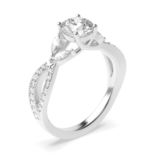 4 prong setting round shape diamond unusual engagement ring