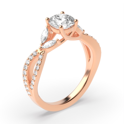 4 Prong Round Rose Gold Unusual Engagement Rings