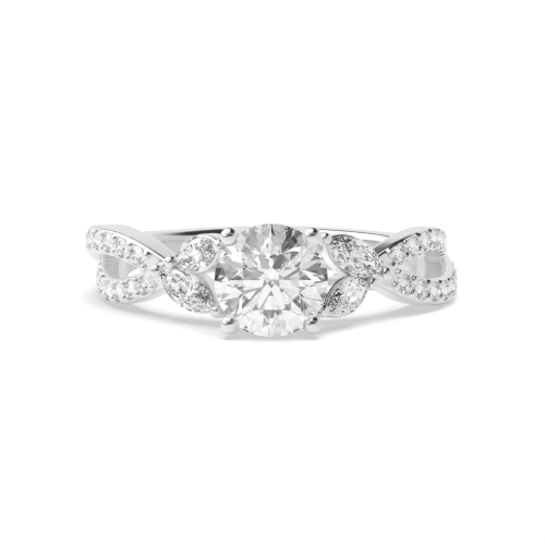 4 Prong Round Unusual Side Stone Engagement Rings