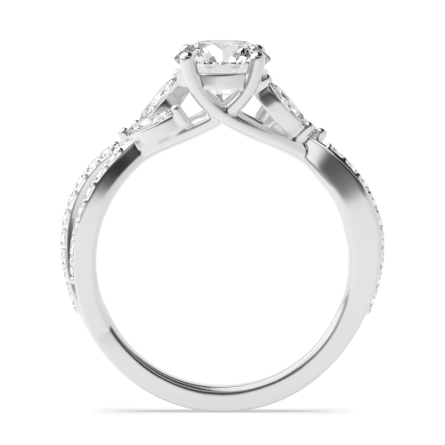 4 Prong Round Unusual Side Stone Engagement Rings