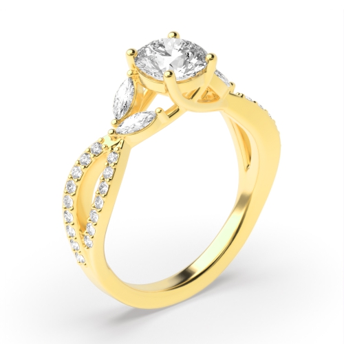 4 Prong Round Yellow Gold Unusual Engagement Rings
