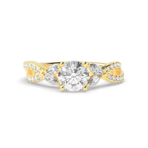 4 Prong Round Yellow Gold Unusual Engagement Rings
