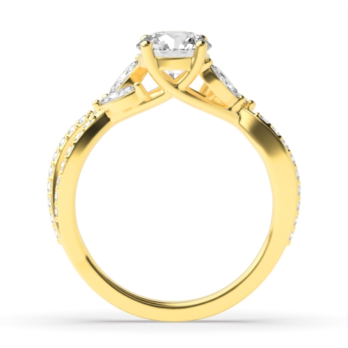 4 Prong Round Yellow Gold Unusual Engagement Rings