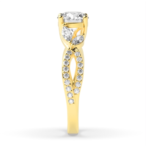 4 Prong Round Yellow Gold Unusual Engagement Rings