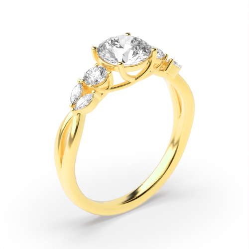 4 prong setting round shape diamond unusual engagement ring