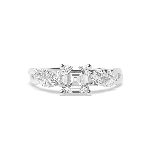 Asscher Trellis Crossover Engagement Rings