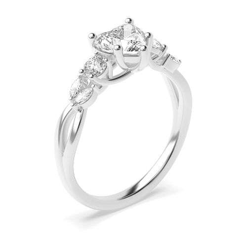 Prong Heart Trellis Crossover Engagement Rings