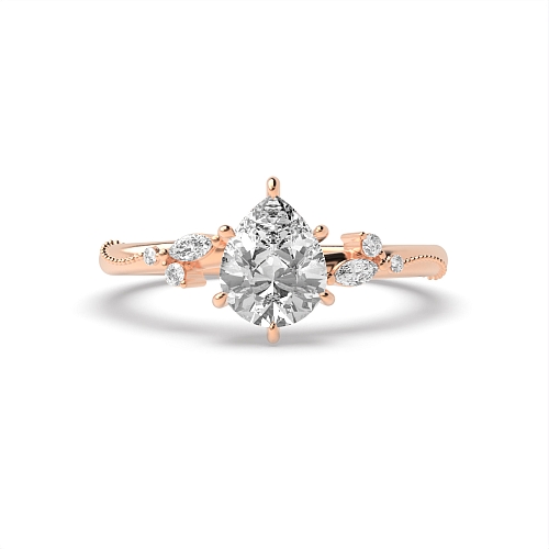 Prong Pear Rose Gold Opulence flank Engagement Rings