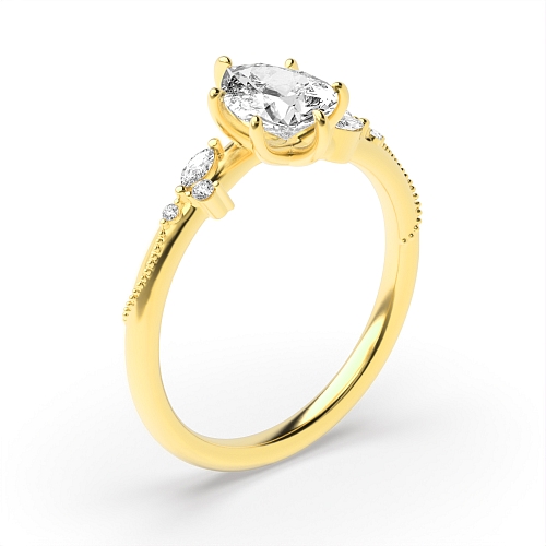 Prong Pear Yellow Gold Opulence flank Engagement Rings