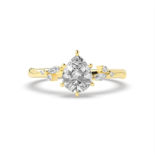 Prong Pear Yellow Gold Opulence flank Engagement Rings