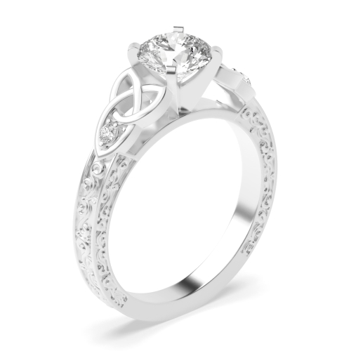 4 Prong Setting Round Shape Diamond Vintage Engagement Ring