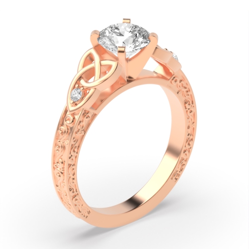 4 Prong Round Rose Gold Vintage Wedding Engagement Rings