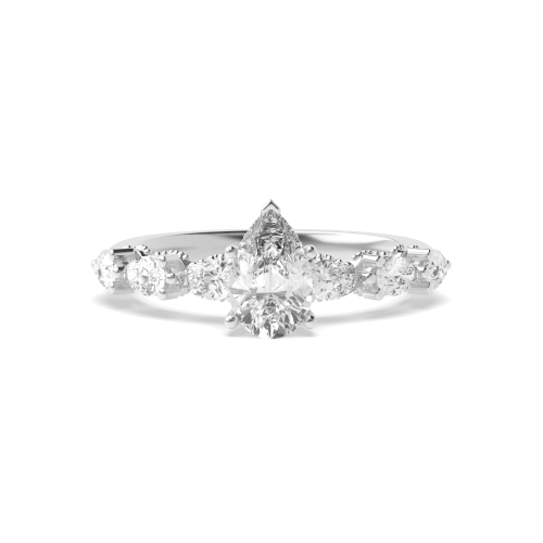 4 prong setting pear shape diamond vintage engagement ring