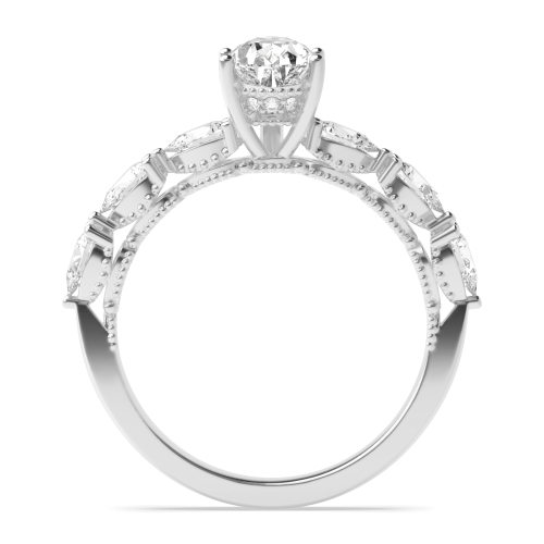 Prong Pear Side Stone Engagement Ring