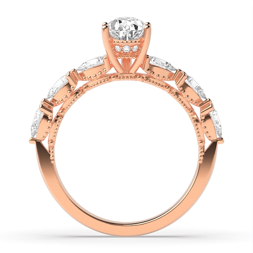Prong Pear Rose Gold Vibrantly Vintage Wedding Engagement Rings