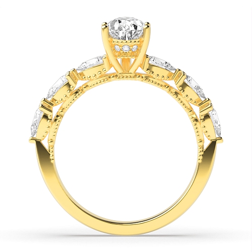Prong Pear Yellow Gold Vibrantly Vintage Engagement Rings