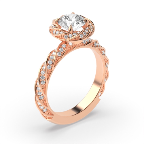 4 Prong Round Rose Gold Blazing Unusual Engagement Rings