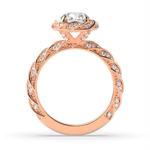 4 Prong Round Rose Gold Blazing Unusual Engagement Rings