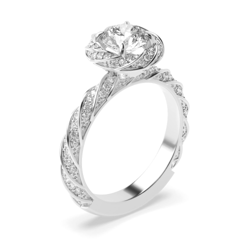 4 Prong Round Side Stone Diamond Ring