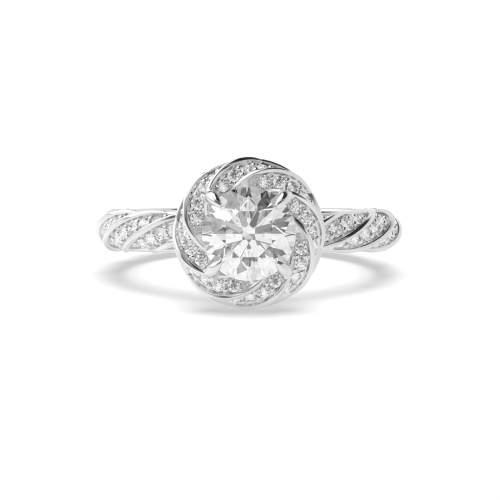 4 Prong Round Side Stone Diamond Ring