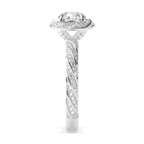 4 Prong Round Side Stone Diamond Ring