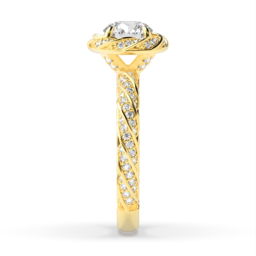 4 Prong Round Yellow Gold Blazing Unique Engagement Rings