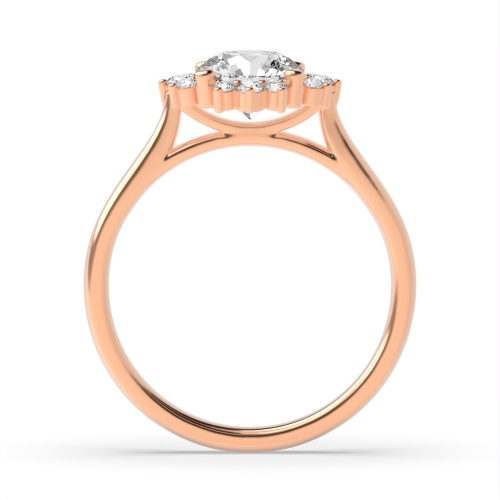 4 Prong Round Rose Gold Star halo Engagement Rings
