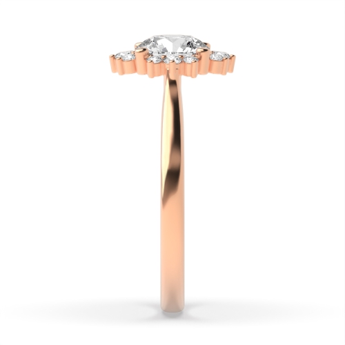 4 Prong Round Rose Gold Star halo Engagement Rings