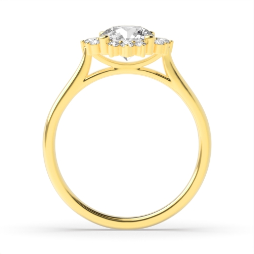 4 Prong Round Yellow Gold Star halo Engagement Rings