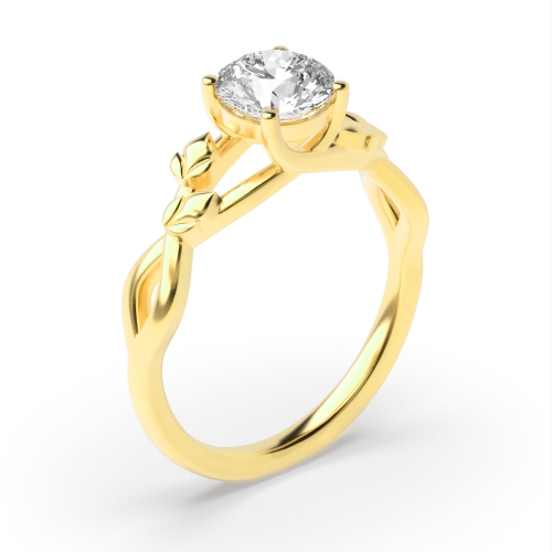 4 Prong Round Yellow Gold Elegance Twisted Engagement Rings