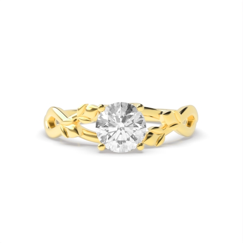 4 Prong Round Yellow Gold Elegance Twisted Engagement Rings